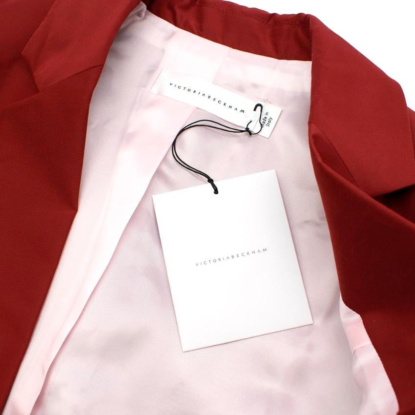 Victoria Beckham Silk Taffeta Masculine Jacket in Burgundy - Size US 4 For Sale 1