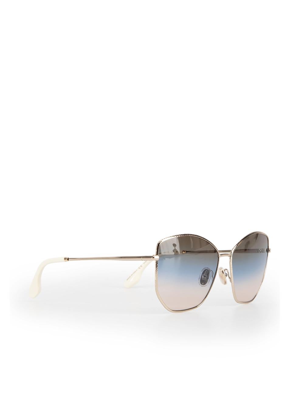 Gray Victoria Beckham Silver & Brown Blue Sunglasses