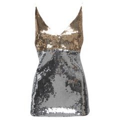 Victoria Beckham Silver/Gold Sequined Tank Top M