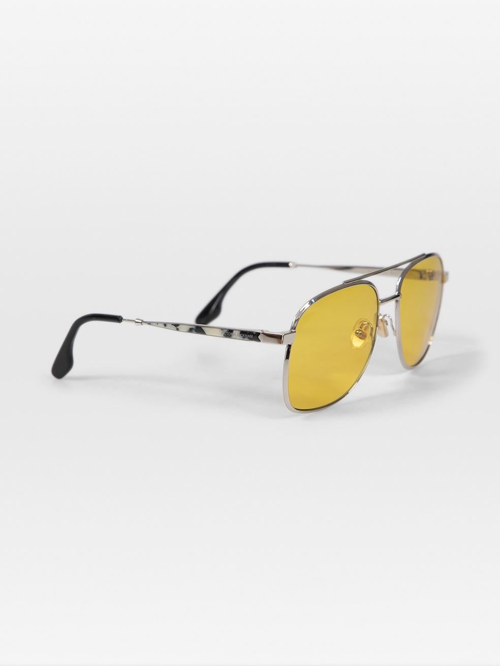 Beige Victoria Beckham Silver Navigator Tinted Sunglasses For Sale