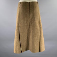 VICTORIA BECKHAM Size 10 Green Olive Merino Wool Mid-Calf Skirt