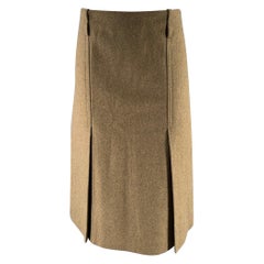VICTORIA BECKHAM Size 10 Green Olive Merino Wool Mid-Calf Skirt