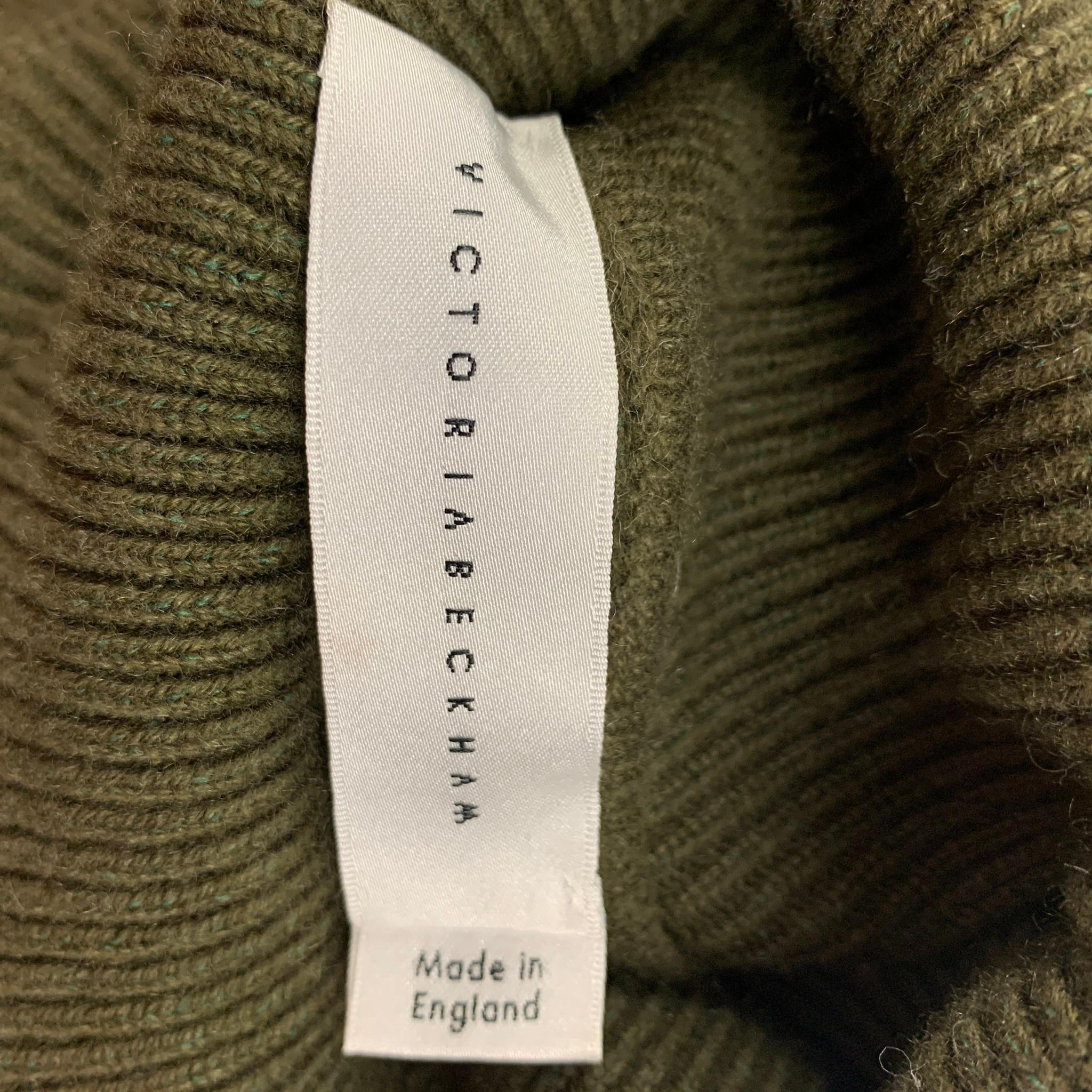 VICTORIA BECKHAM Size S Olive Cashmere Turtleneck Sweater In Good Condition In San Francisco, CA
