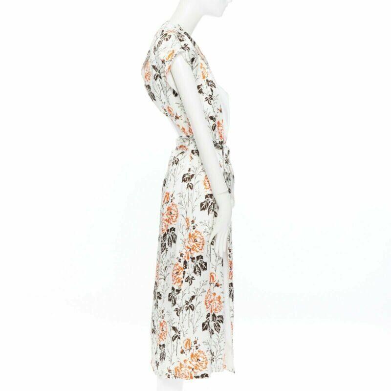 VICTORIA BECKHAM SS17 Runway floral print cut open back belted dress UK10 M In New Condition For Sale In Hong Kong, NT