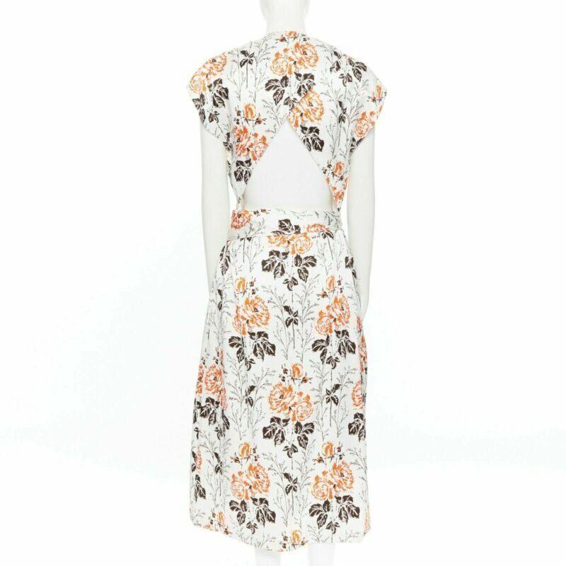 Women's VICTORIA BECKHAM SS17 Runway floral print cut open back belted dress UK10 M For Sale