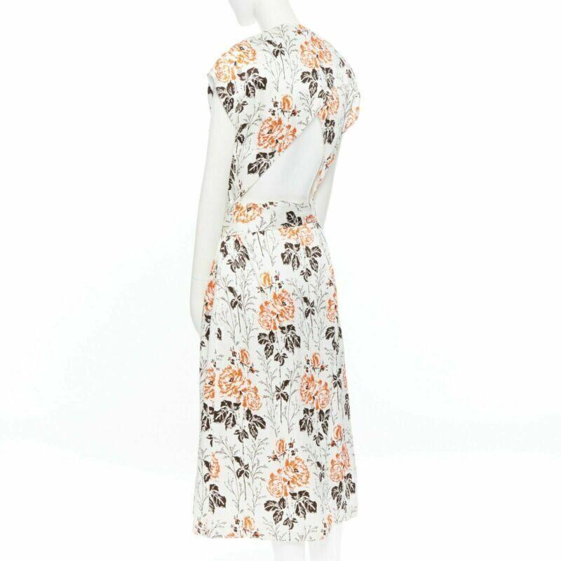 VICTORIA BECKHAM SS17 Runway floral print cut open back belted dress UK10 M For Sale 1