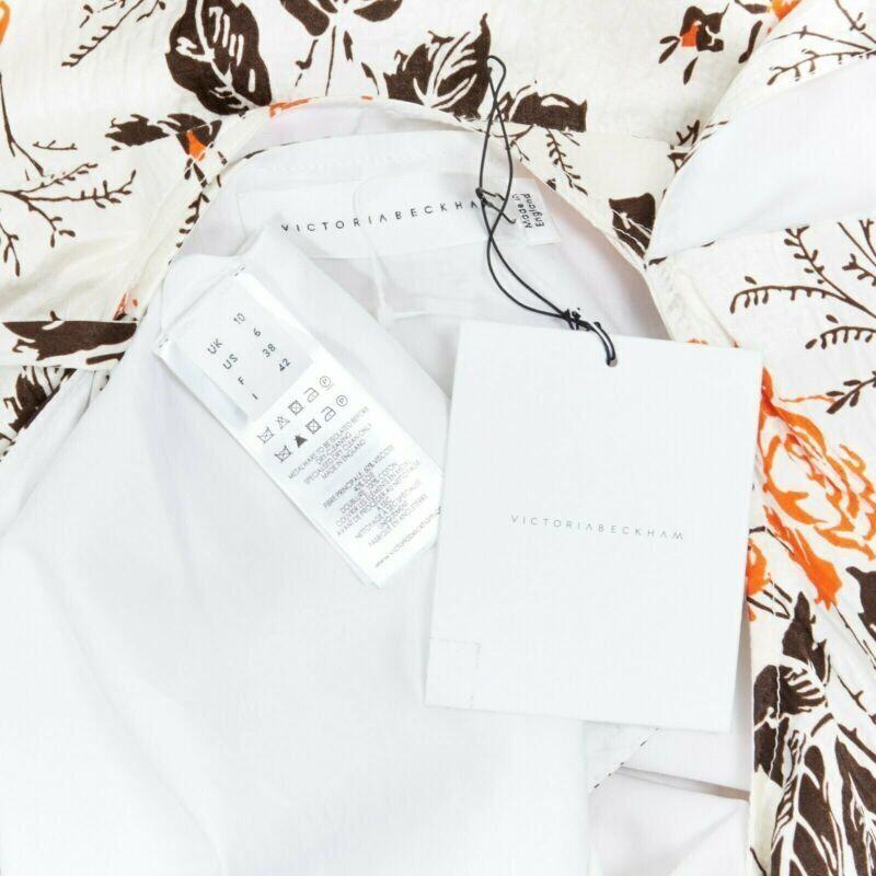 VICTORIA BECKHAM SS17 Runway floral print cut open back belted dress UK10 M For Sale 3