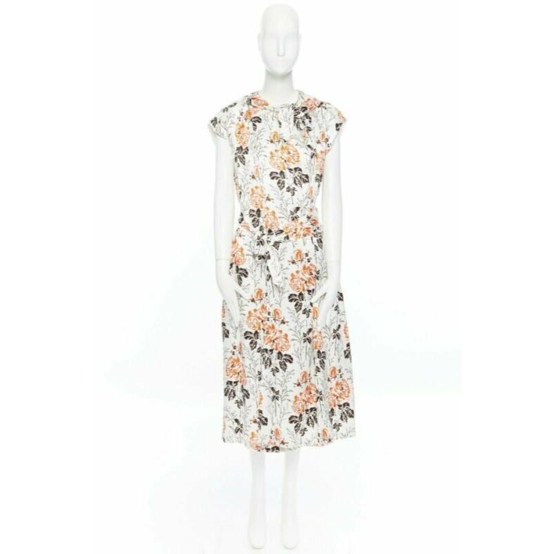 VICTORIA BECKHAM SS17 Runway floral print cut open back belted dress UK10 M For Sale 4