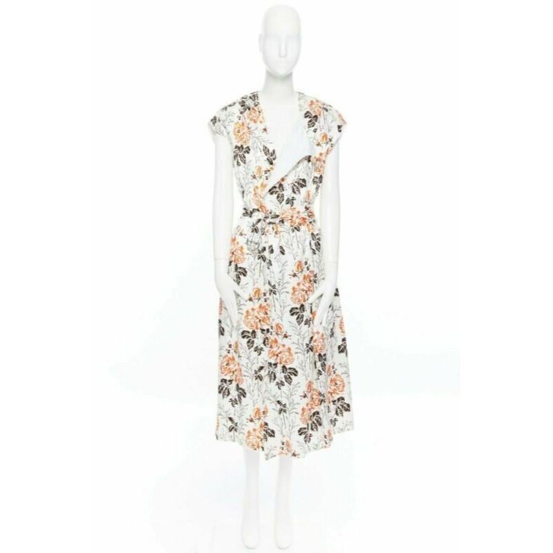 VICTORIA BECKHAM SS17 Laufsteg Blumendruck Schnitt offen zurück gegürtetes Kleid UK12 M im Angebot 5