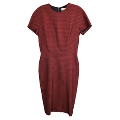 Victoria Beckham Stretch Jacquard Midi Dress in Burgundy Cotton