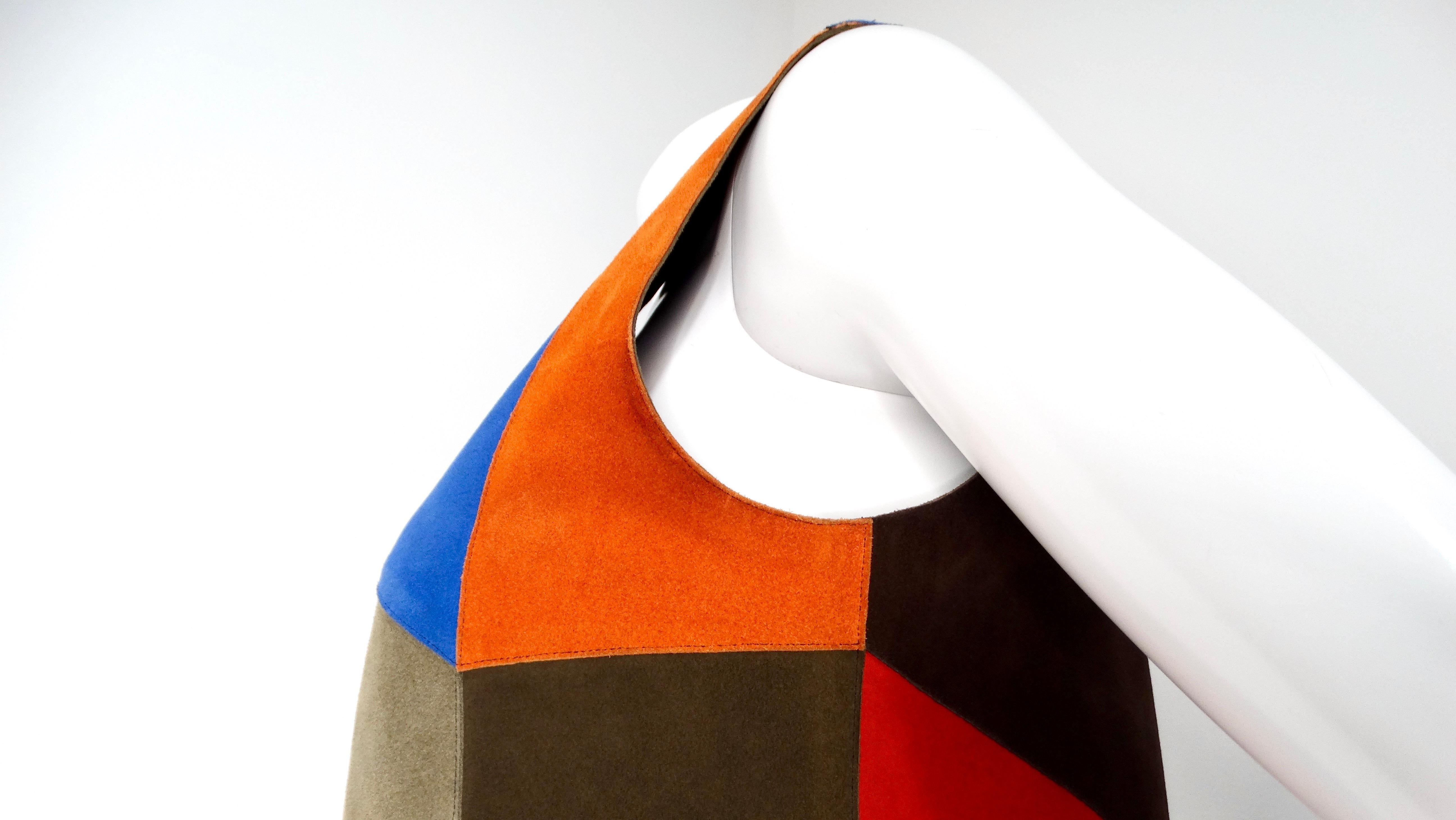 Women's or Men's Victoria Beckham Suede Multicolor Patchwork Sleeveless Dress For Sale