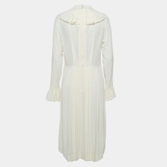 Victoria Beckham Vanilla Cream Pleated Silk Tea Dress S
