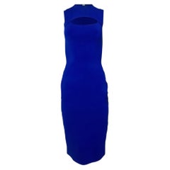 Vestido midi de punto elástico con aberturas «VB Body» de Victoria Beckham, en viscosa azul