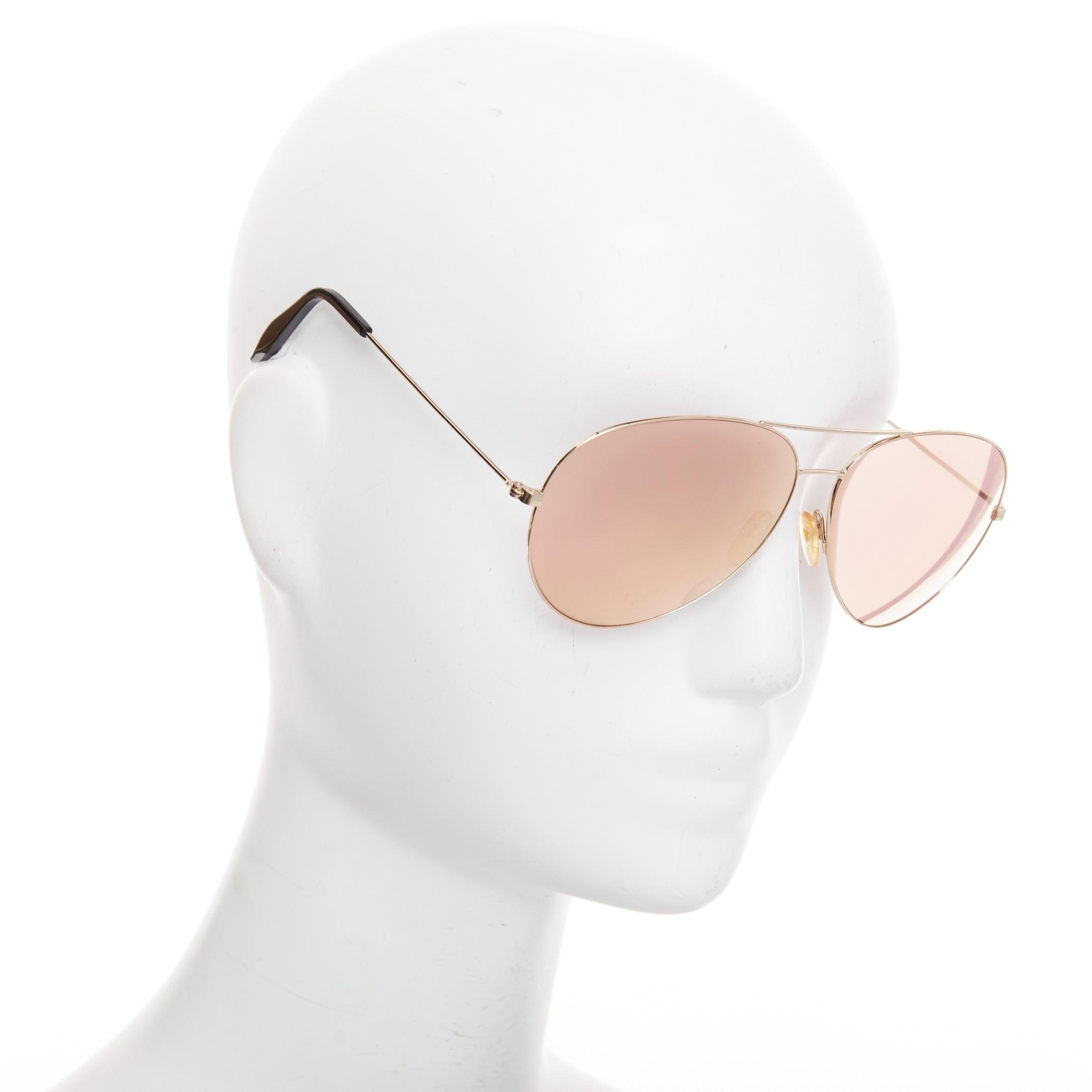 Gray VICTORIA BECKHAM VB51 137 handmade mirrored lens pilot aviator sunglasses For Sale