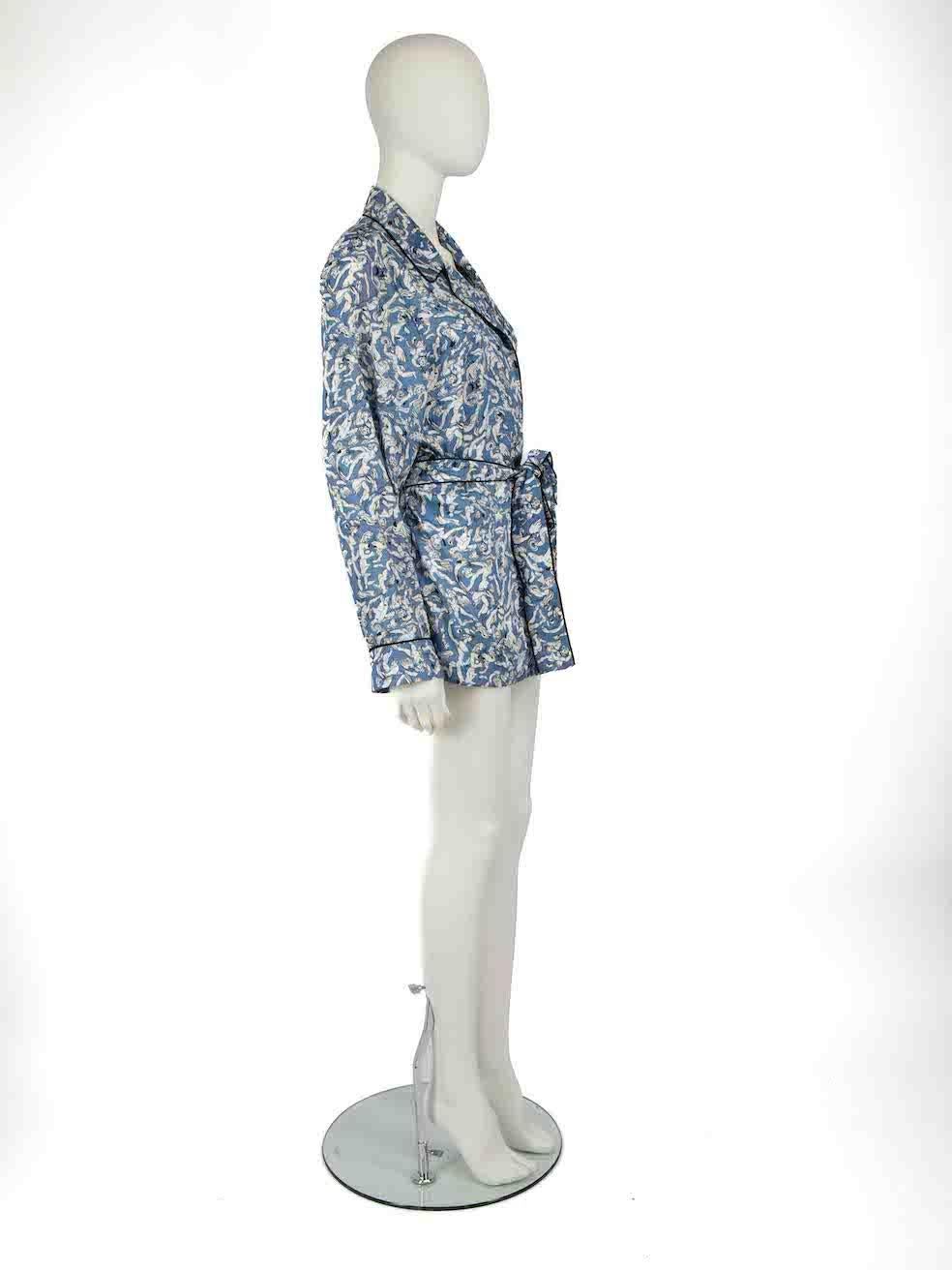 CONDITION is Very good. Minimal wear to shirt is evident. Minimal wear to right sleeve with discolouration on this used Victoria Victoria Beckham designer resale item.
 
 Details
 Blue
 Polyester
 Long sleeves shirt
 Graphic printed pattern
 Tie