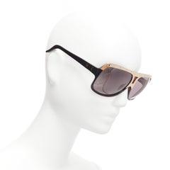 VICTORIA BECKHAM Vintage gold star top bar black oversized squared sunglasses