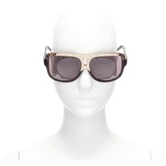 VICTORIA BECKHAM Vintage gold star top bar black oversized squared sunglasses