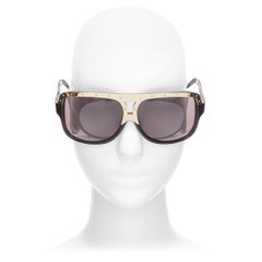VICTORIA BECKHAM Vintage gold star top bar black oversized squared Sonnenbrille