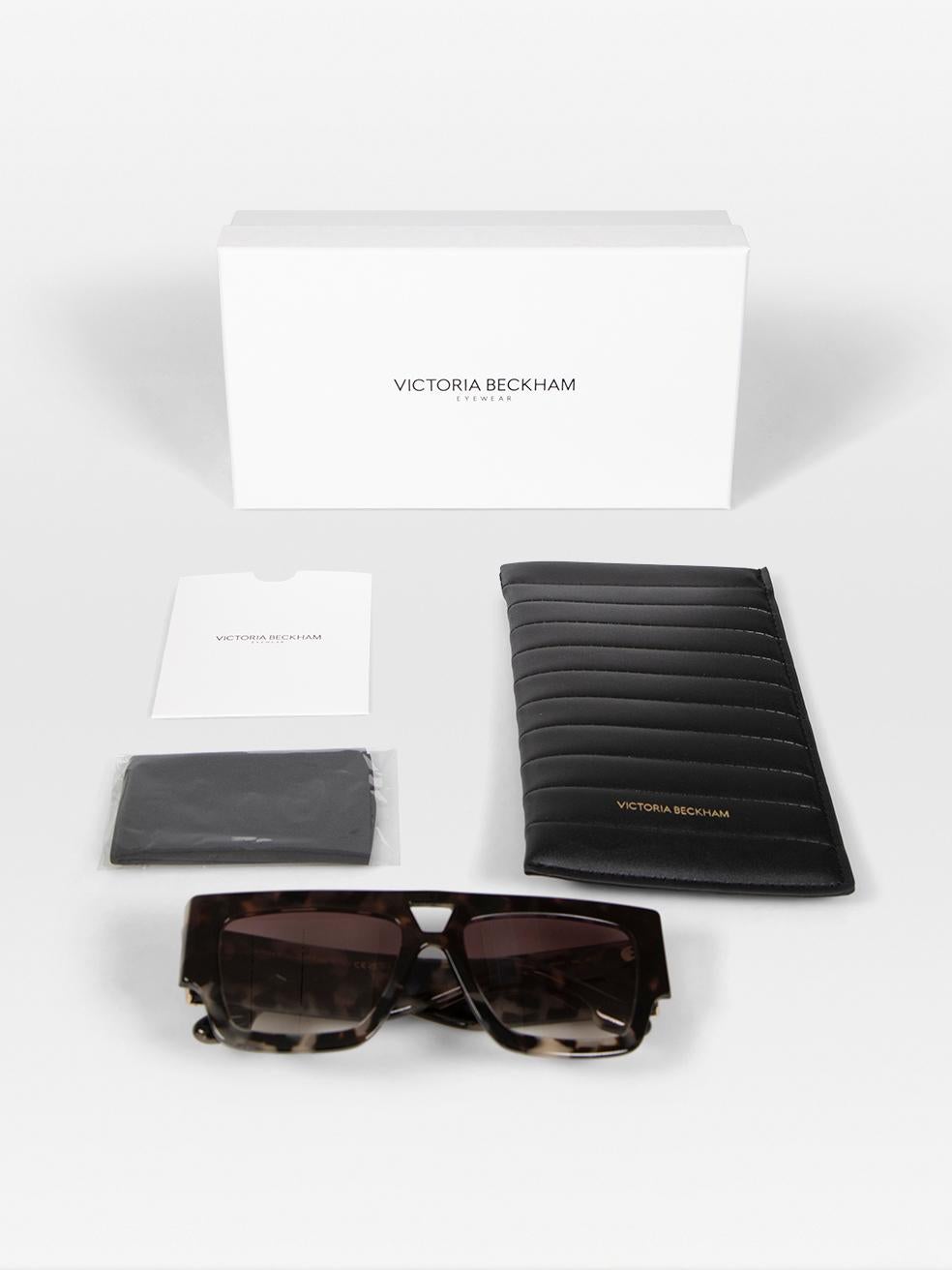 Victoria Beckham Vintage Grey Havana Square Sunglasses For Sale 5