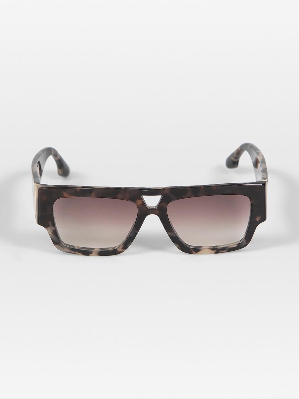 Victoria Beckham Vintage Grey Havana Square Sunglasses For Sale