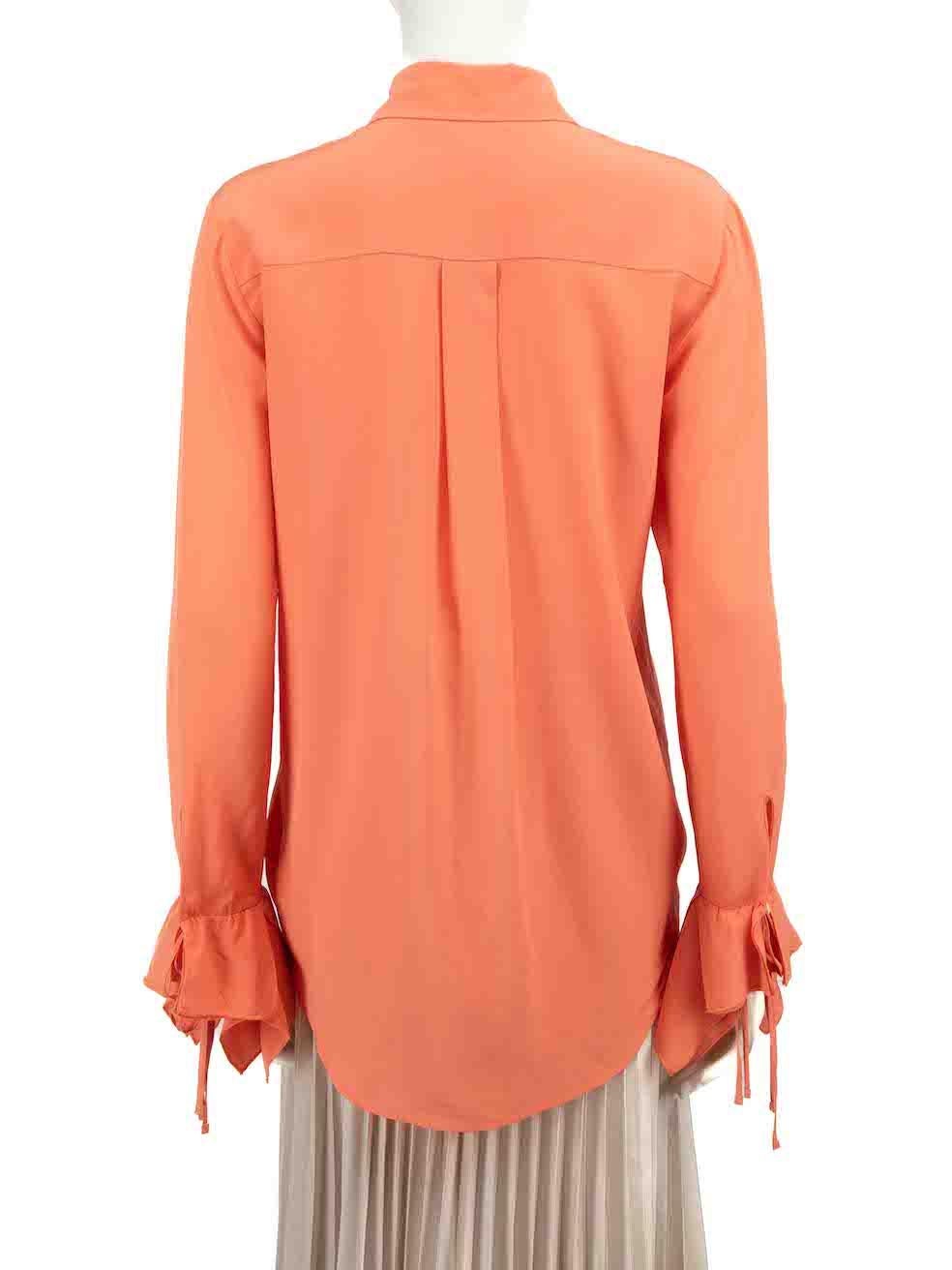 Victoria Beckham VVB Coral Silk Button Down Blouse Size S In Good Condition For Sale In London, GB