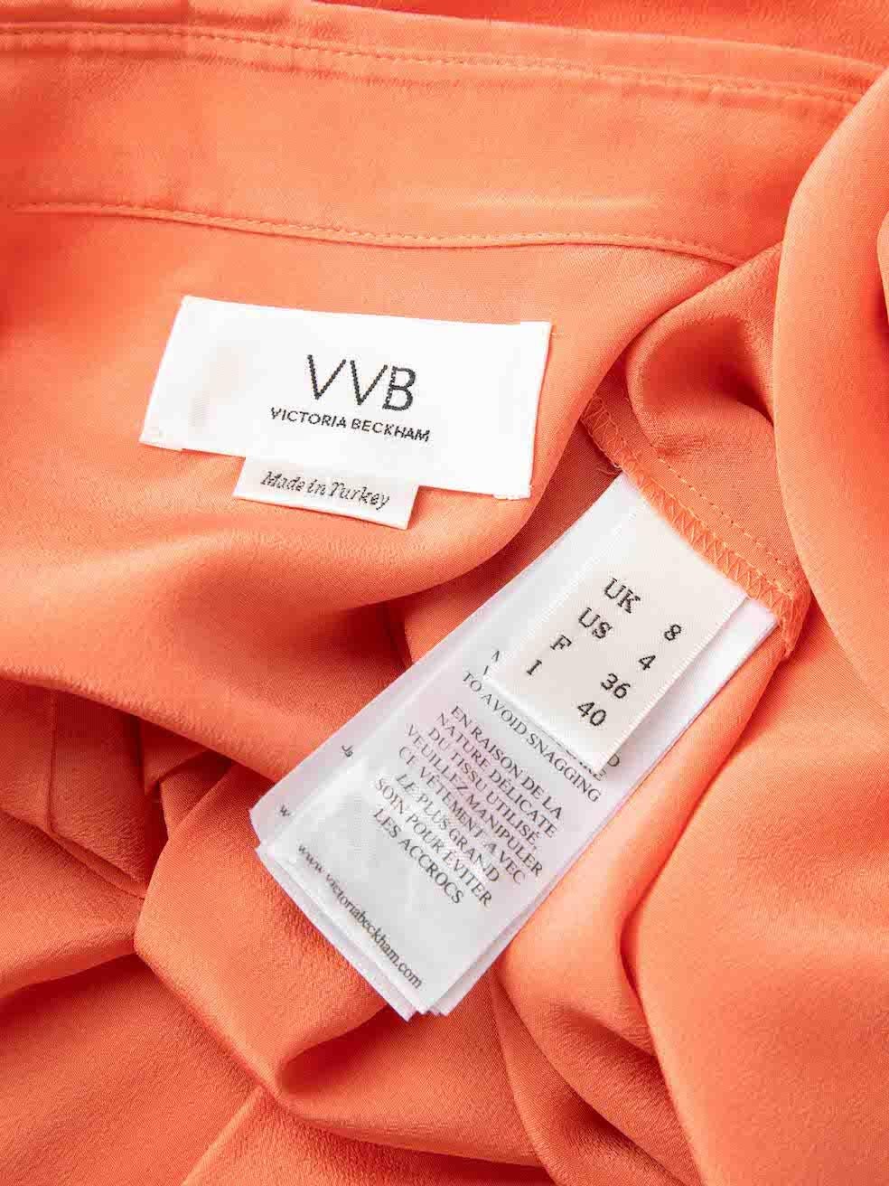 Victoria Beckham VVB Coral Silk Button Down Blouse Size S For Sale 1