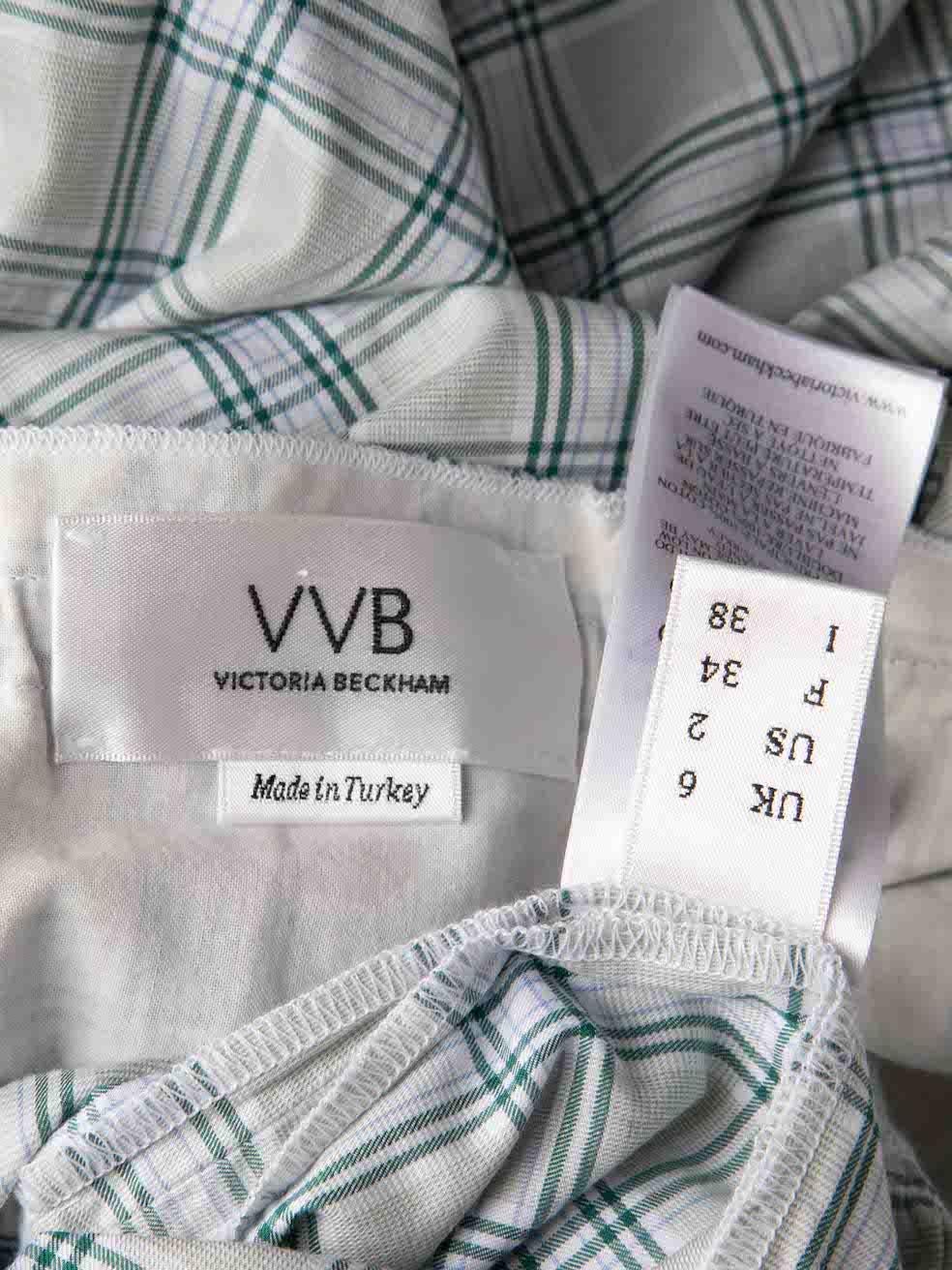 Women's Victoria Beckham VVB Green Cotton Tartan Print Dress Size XS