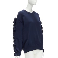 VICTORIA BECKHAM Pull-over à manches à volants bleu marine VVB GB12 L