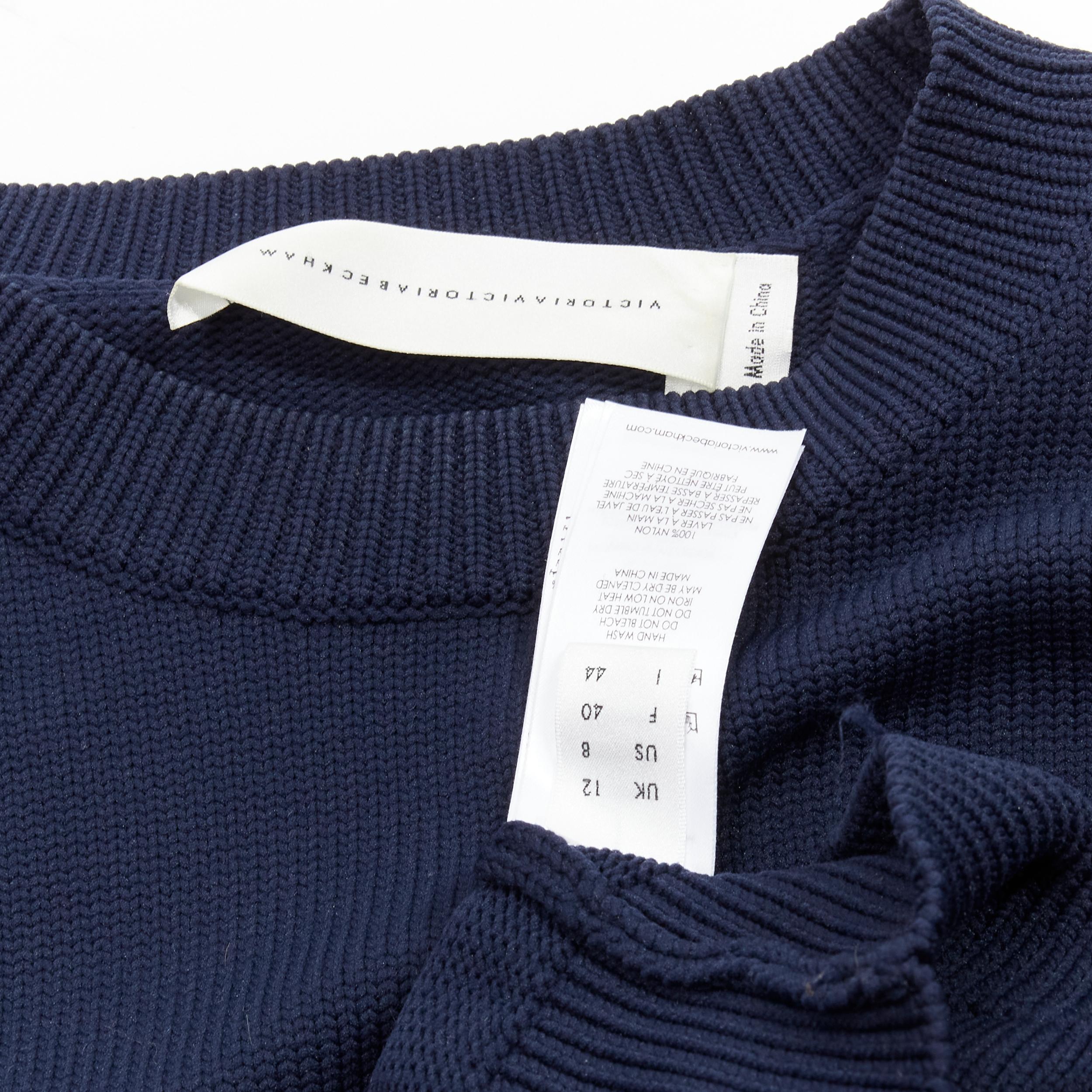 VICTORIA BECKHAM VVB navy blue ruffle sleeve pullover crew sweatshirt UK12 L For Sale 3