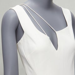 VICTORIA BECKHAM white asymmetric straps bias cut A-line knee dress UK8 S