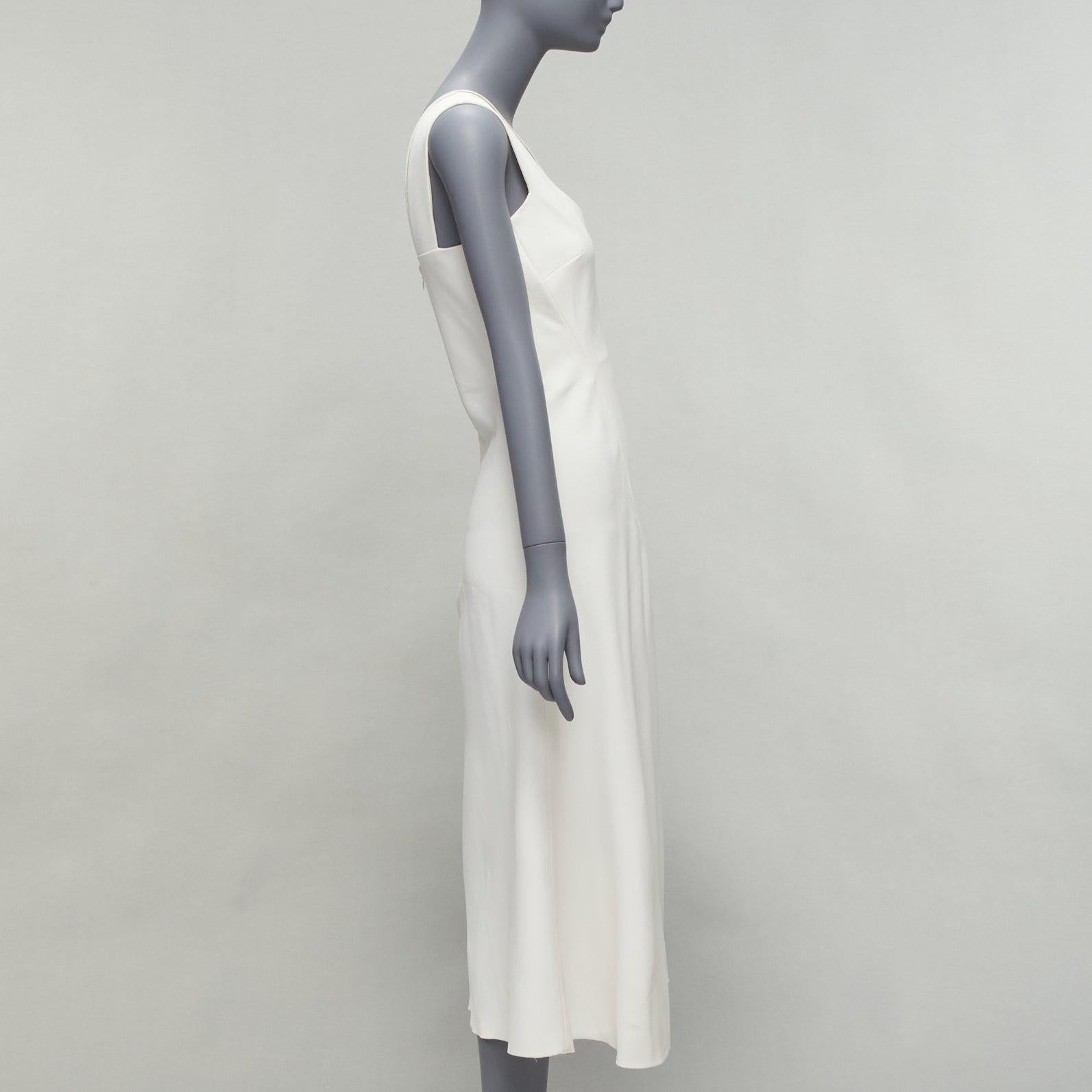 VICTORIA BECKHAM white asymmetric straps bias cut A-line knee dress UK8 S In Good Condition For Sale In Hong Kong, NT