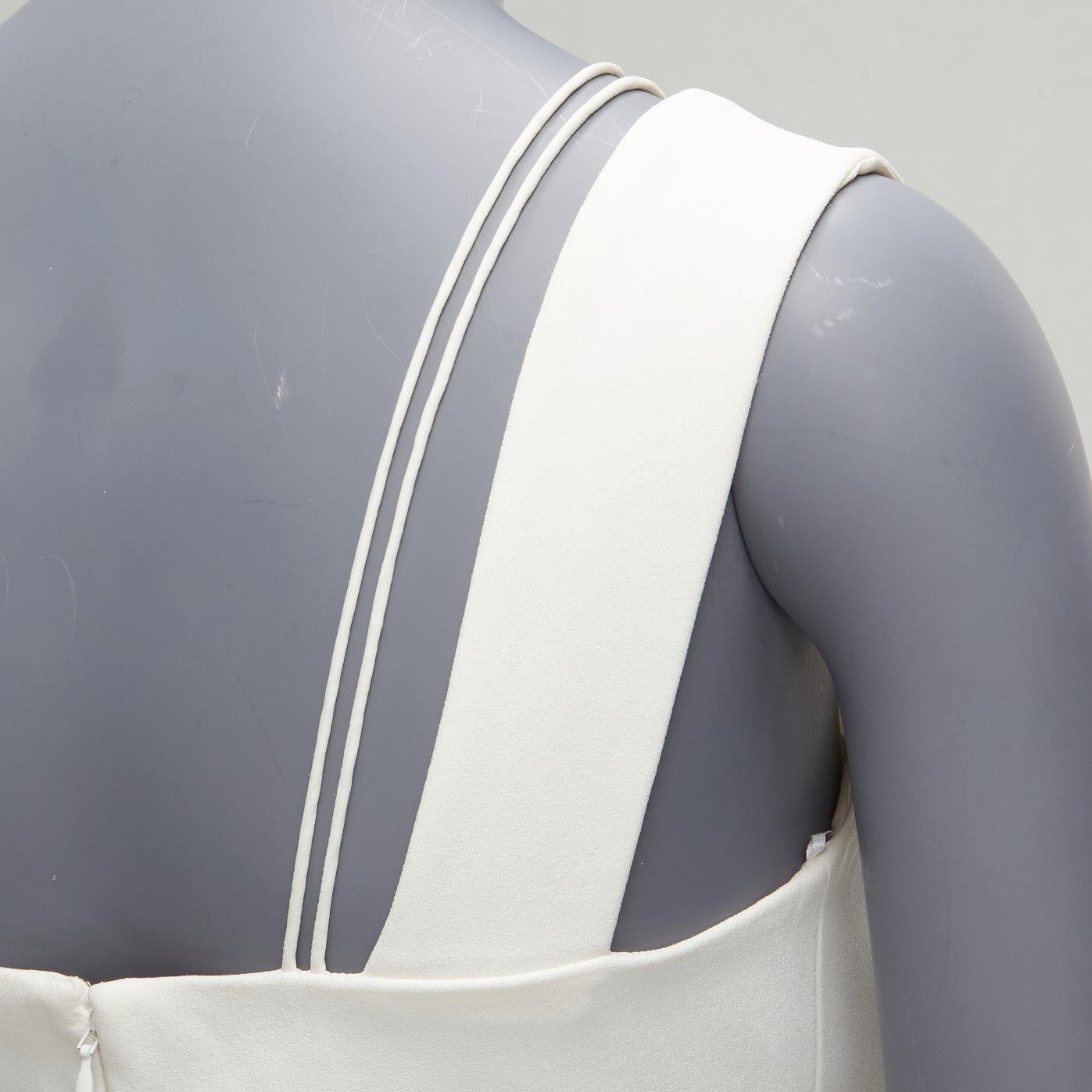 VICTORIA BECKHAM white asymmetric straps bias cut A-line knee dress UK8 S For Sale 3