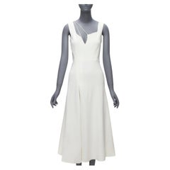 VICTORIA BECKHAM white asymmetric straps bias cut A-line knee dress UK8 S