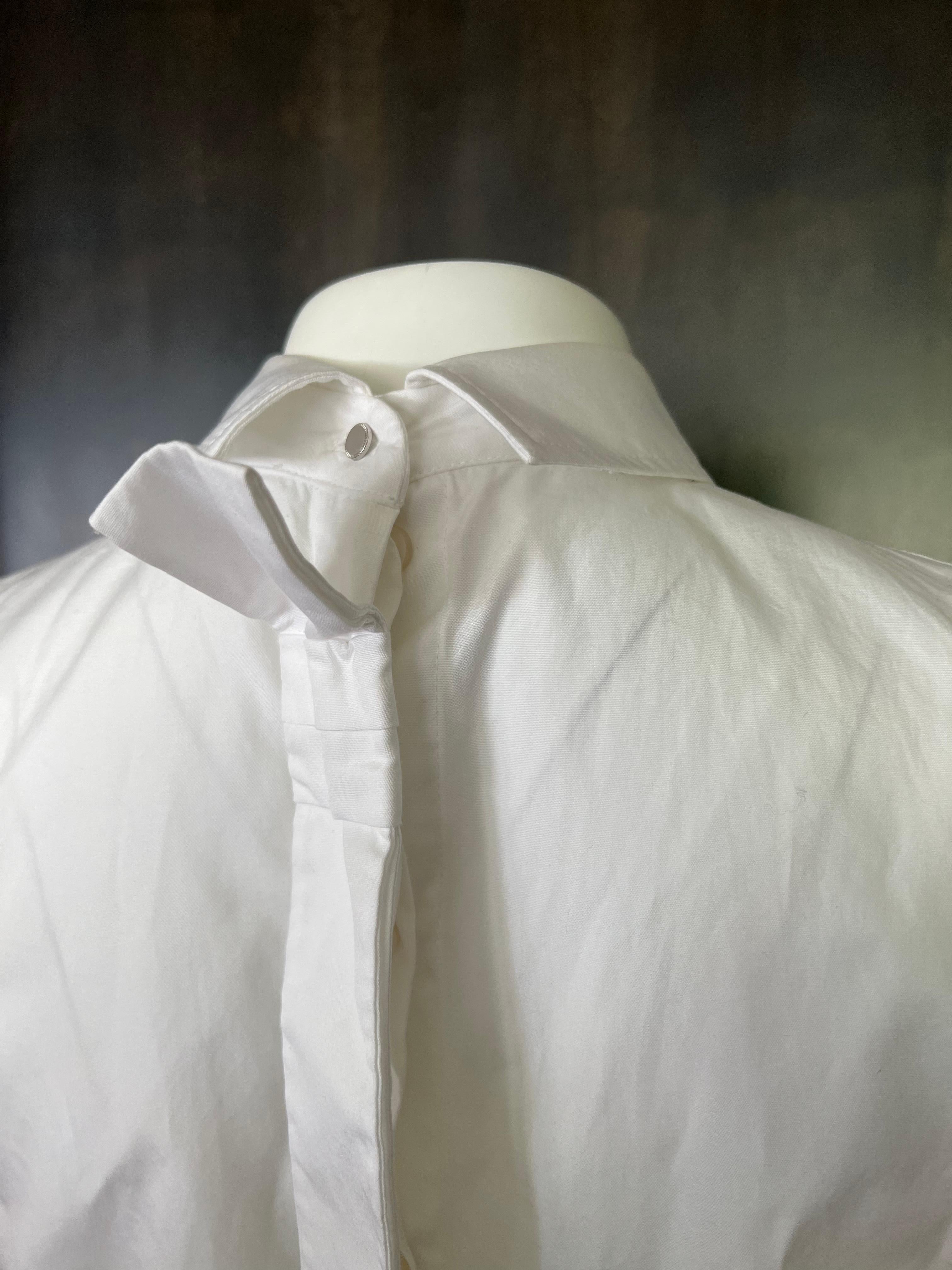 Victoria Beckham White Cotton Top Blouse, Size 6 In Excellent Condition For Sale In Beverly Hills, CA