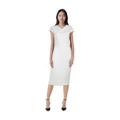 Weißes Kleid mit geometrischem Muster von Victoria Beckham, Größe M