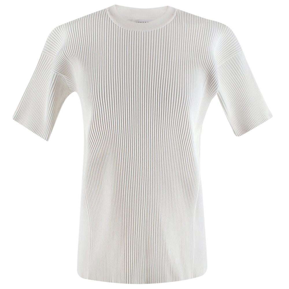 Victoria Beckham White Ribbed Knit Top - Size 2 For Sale