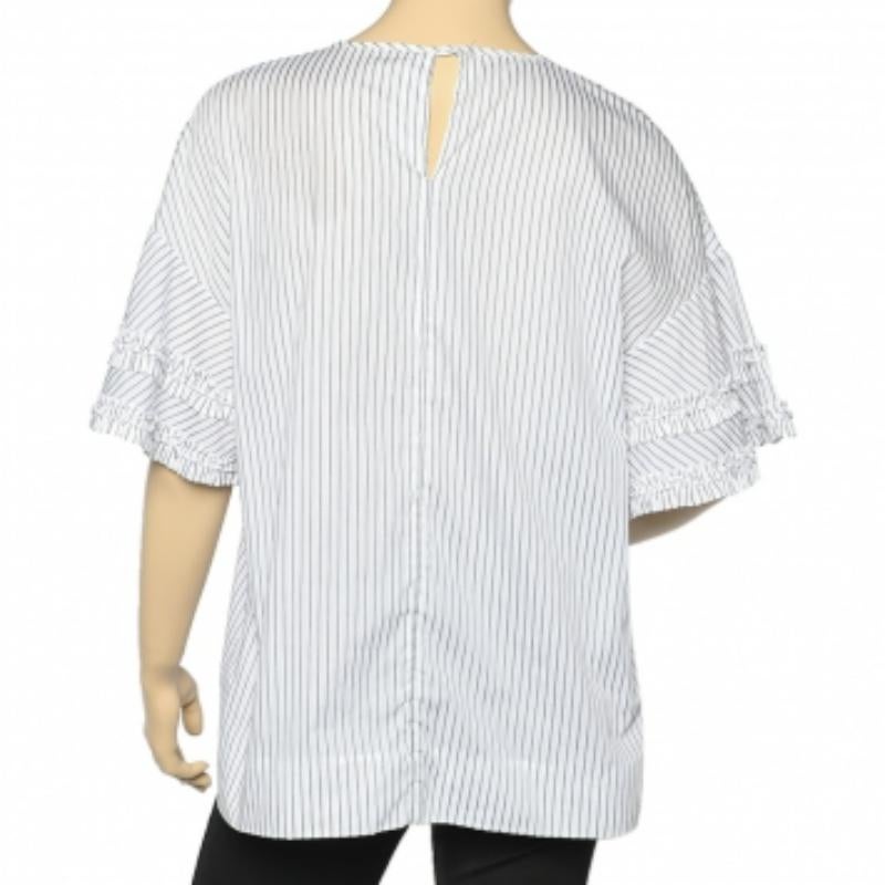 Gris Victoria Beckham - Haut en coton rayé blanc L en vente