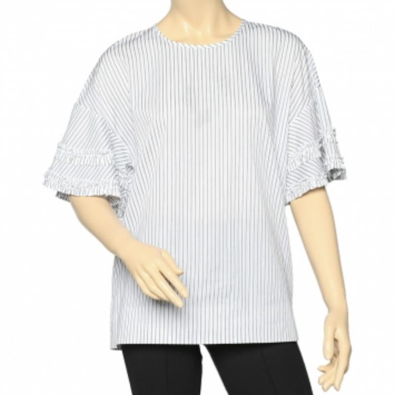 Victoria Beckham - Haut en coton rayé blanc L en vente