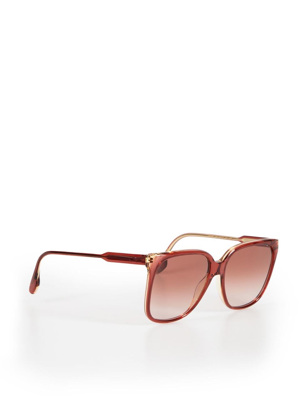 Victoria Beckham Wine / Honey Square Sunglasses In New Condition For Sale In London, GB