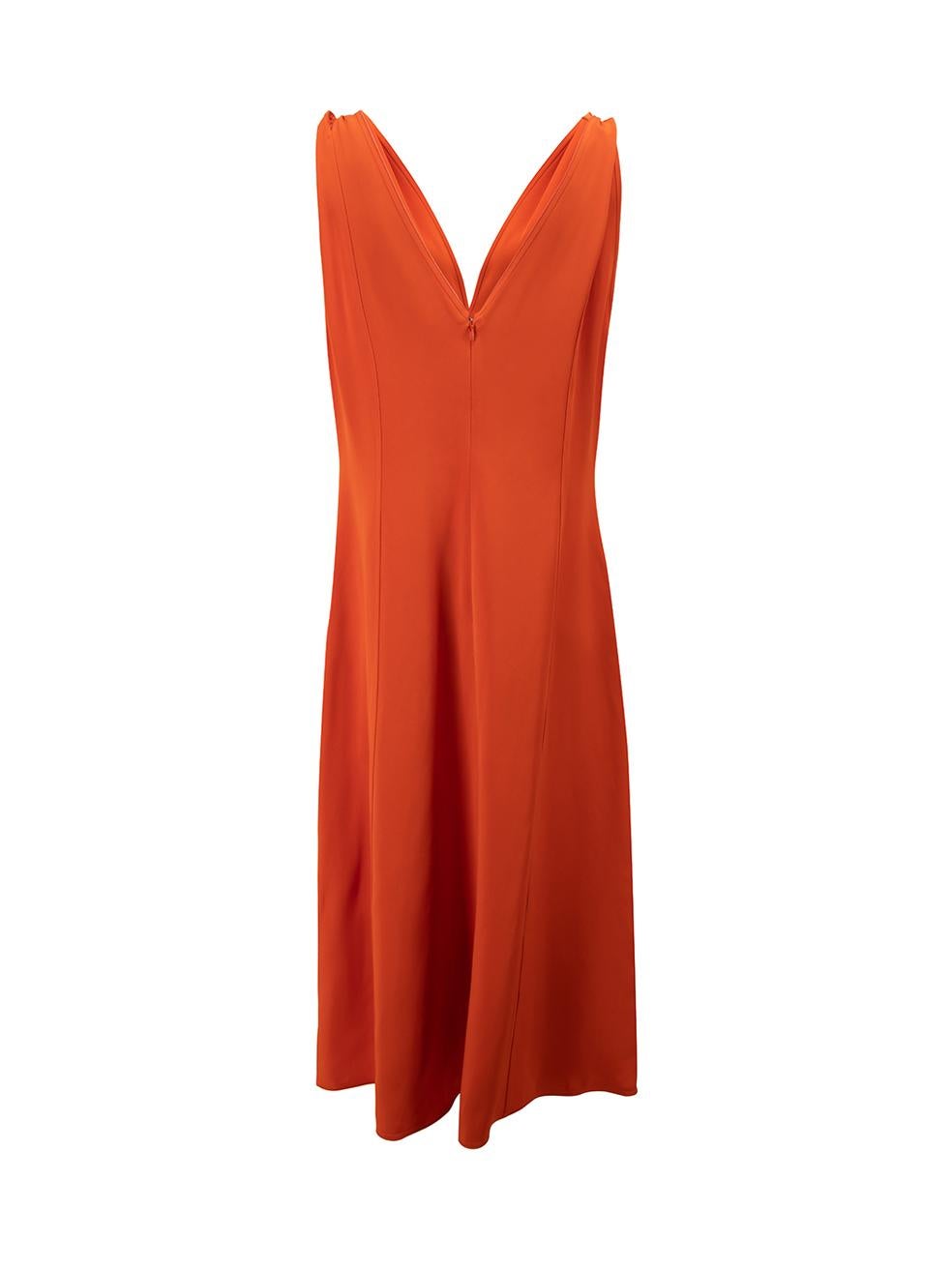 Victoria Beckham Women's AW22 Orange Twist Shoulder Midi Dress In Good Condition In London, GB