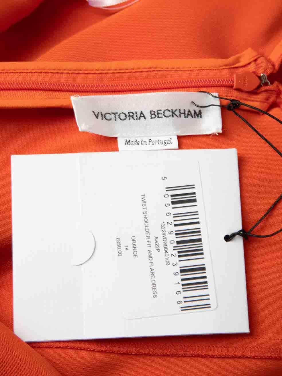 Victoria Beckham Women's AW22 Orange Twist Shoulder Midi Dress 1