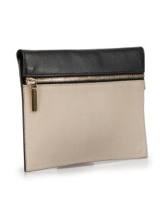 Victoria Beckham Women's Grey & Black Leather Moonshine Clutch