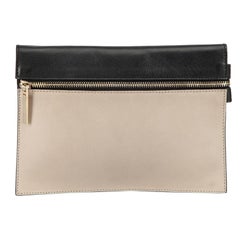 Victoria Beckham Women's Grey & Black Leather Moonshine Clutch