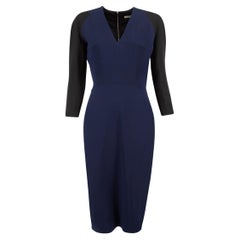 Used Victoria Beckham Women's Navy 3/4 Sleeves Midi Dress