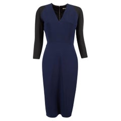 Victoria Beckham Women's Navy 3/4 Sleeves Midi Dress