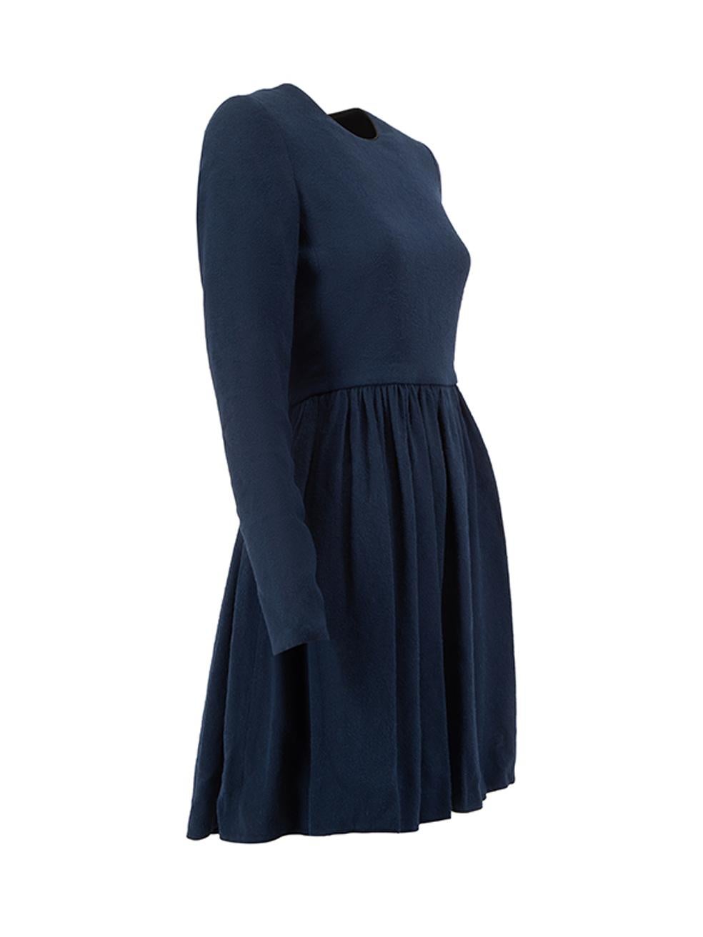 CONDITION is Very good. Hardly any visible wear to dress is evident on this used Victoria Beckham designer resale item.   Details  Navy Viscose Mini dress Round neckline Buttoned cuffs Open back with drawstring and button closure on neckline High