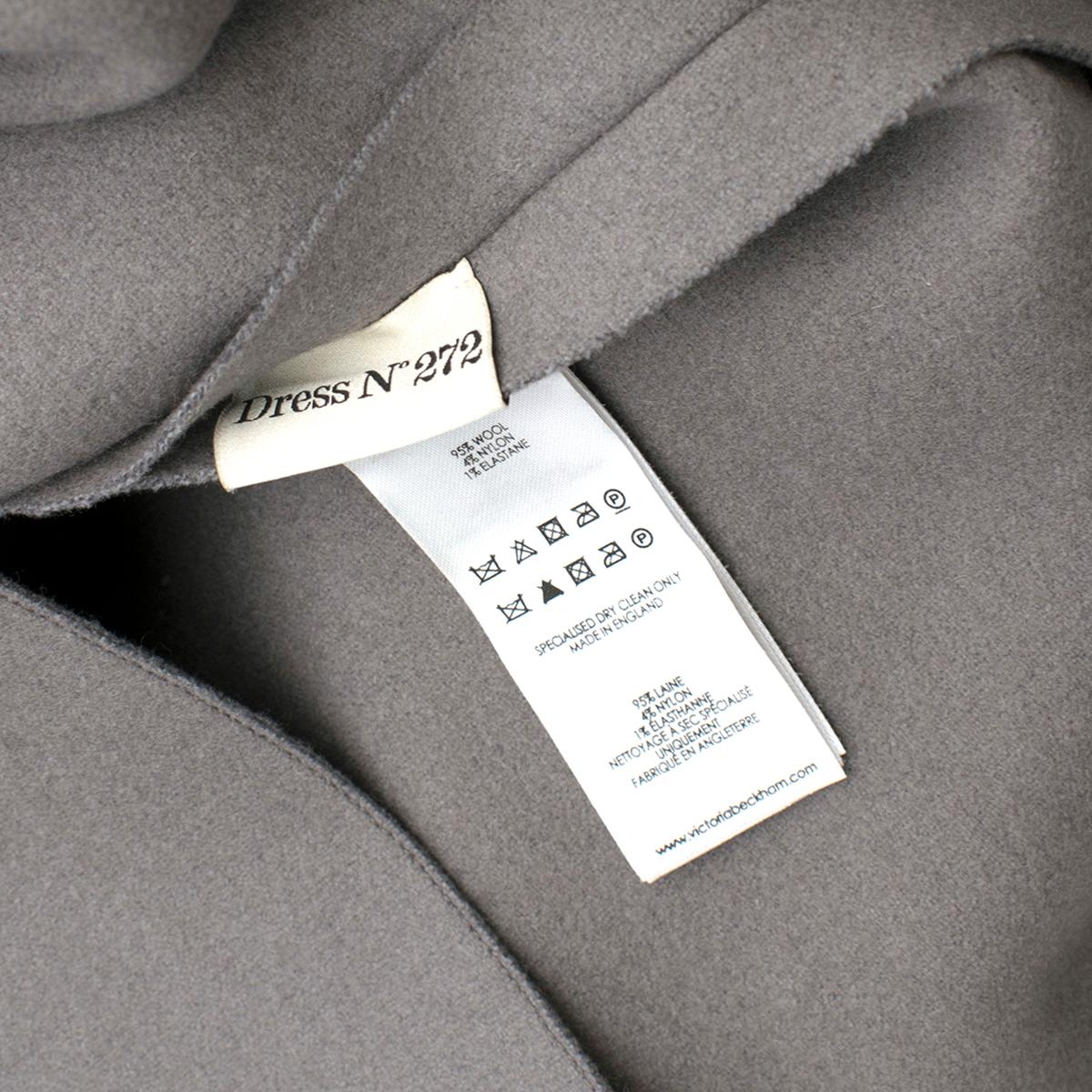 Victoria Beckham Wool Grey Shift Midi Dress 10 UK 5