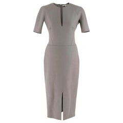 Victoria Beckham Wool Grey Shift Midi Dress 10 UK