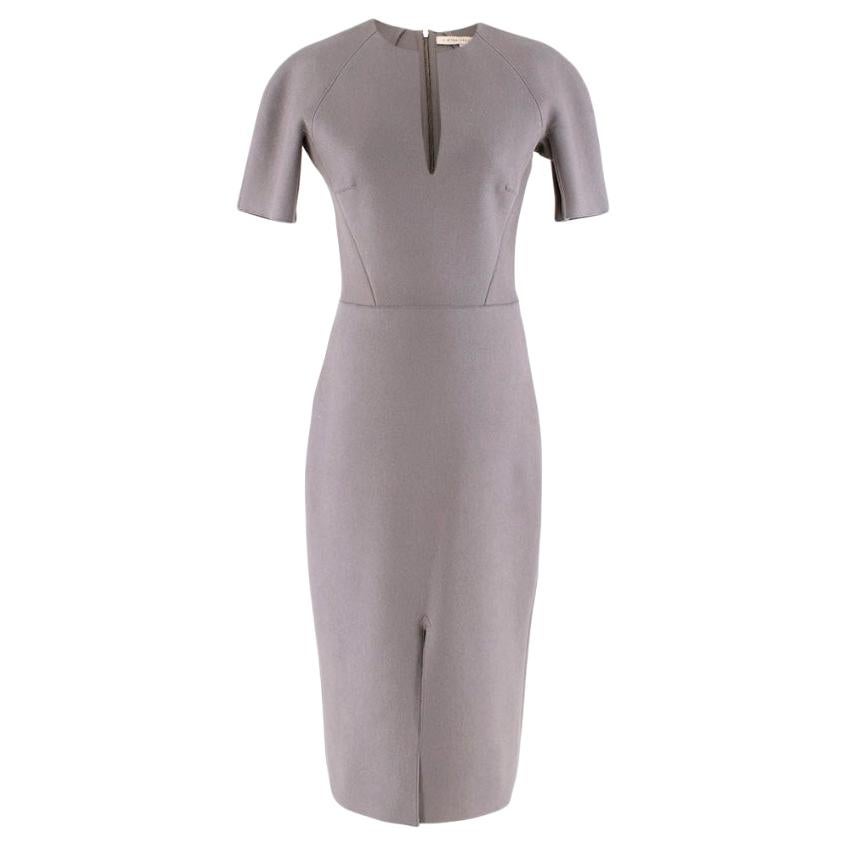 Victoria Beckham Wool Grey Shift Midi Dress M 10