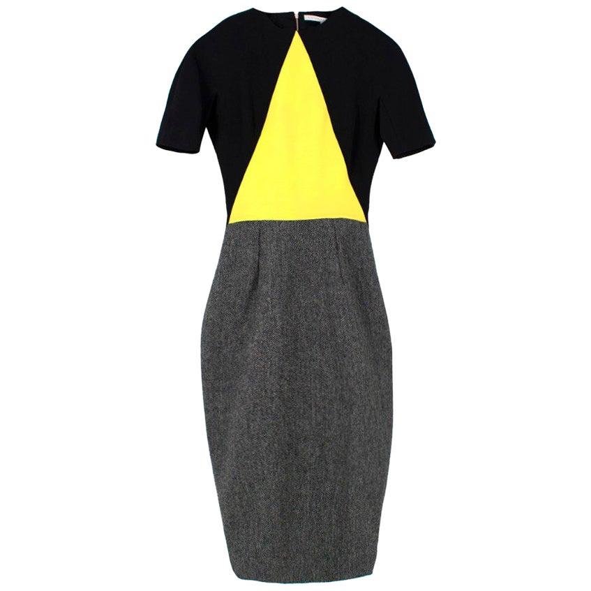 Victoria Beckham Wool & Silk Geometric Dress - Size US 4 For Sale